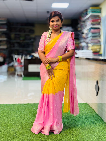 Pink Chinnon Saree