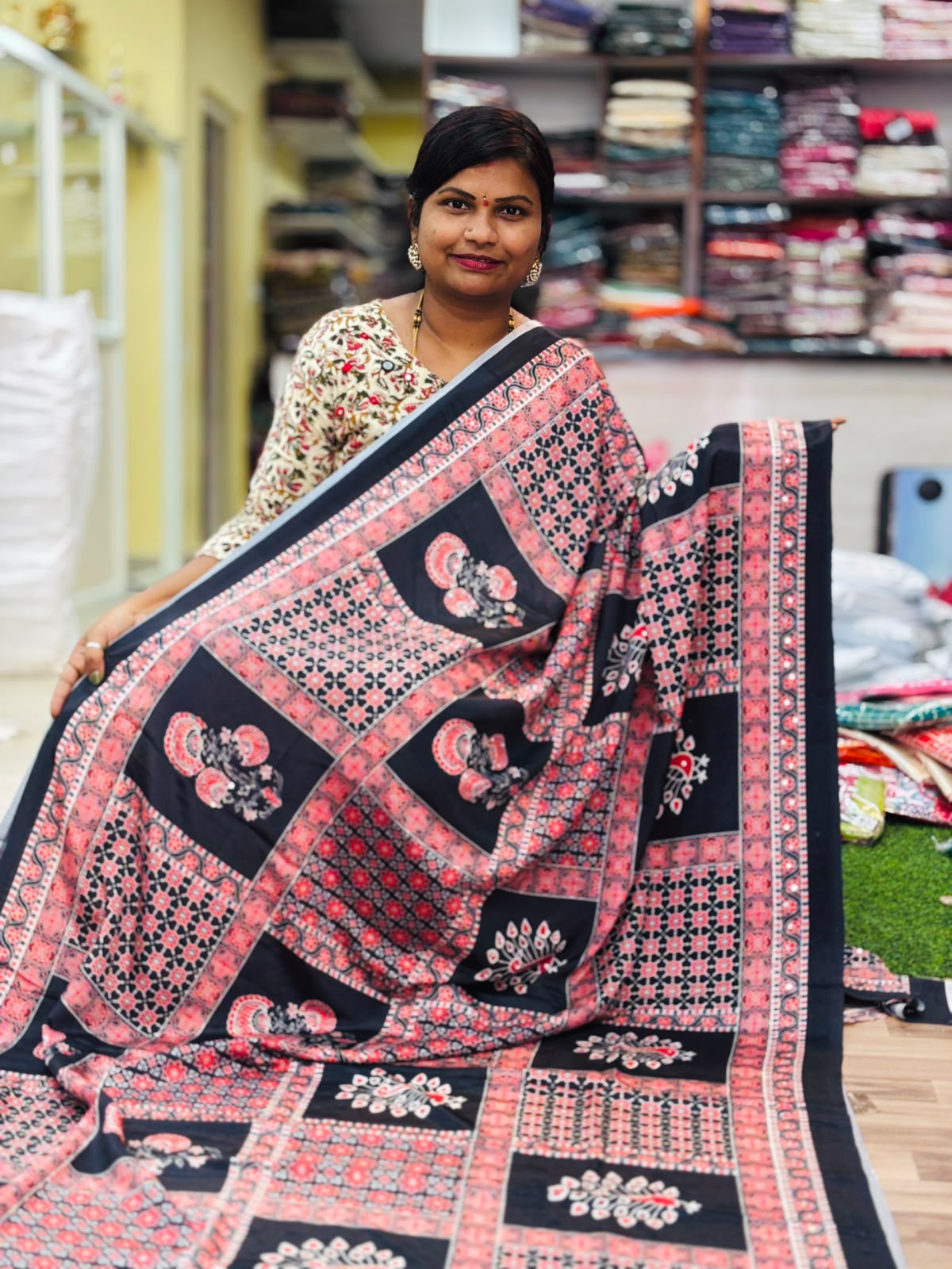 Azrak Satin Crepe Sarees