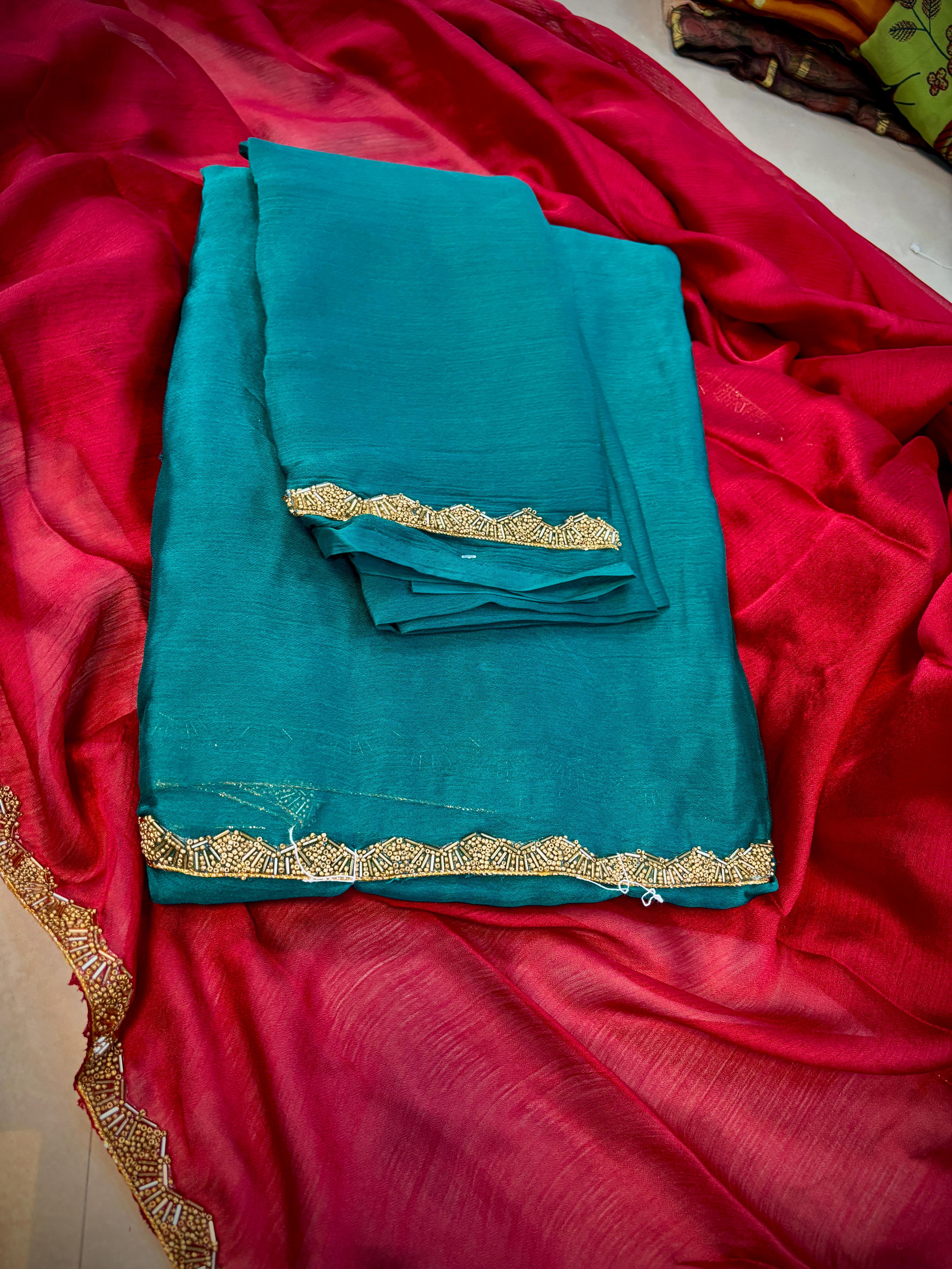 Blue Georgette Lace Borders – Sarees by Siva