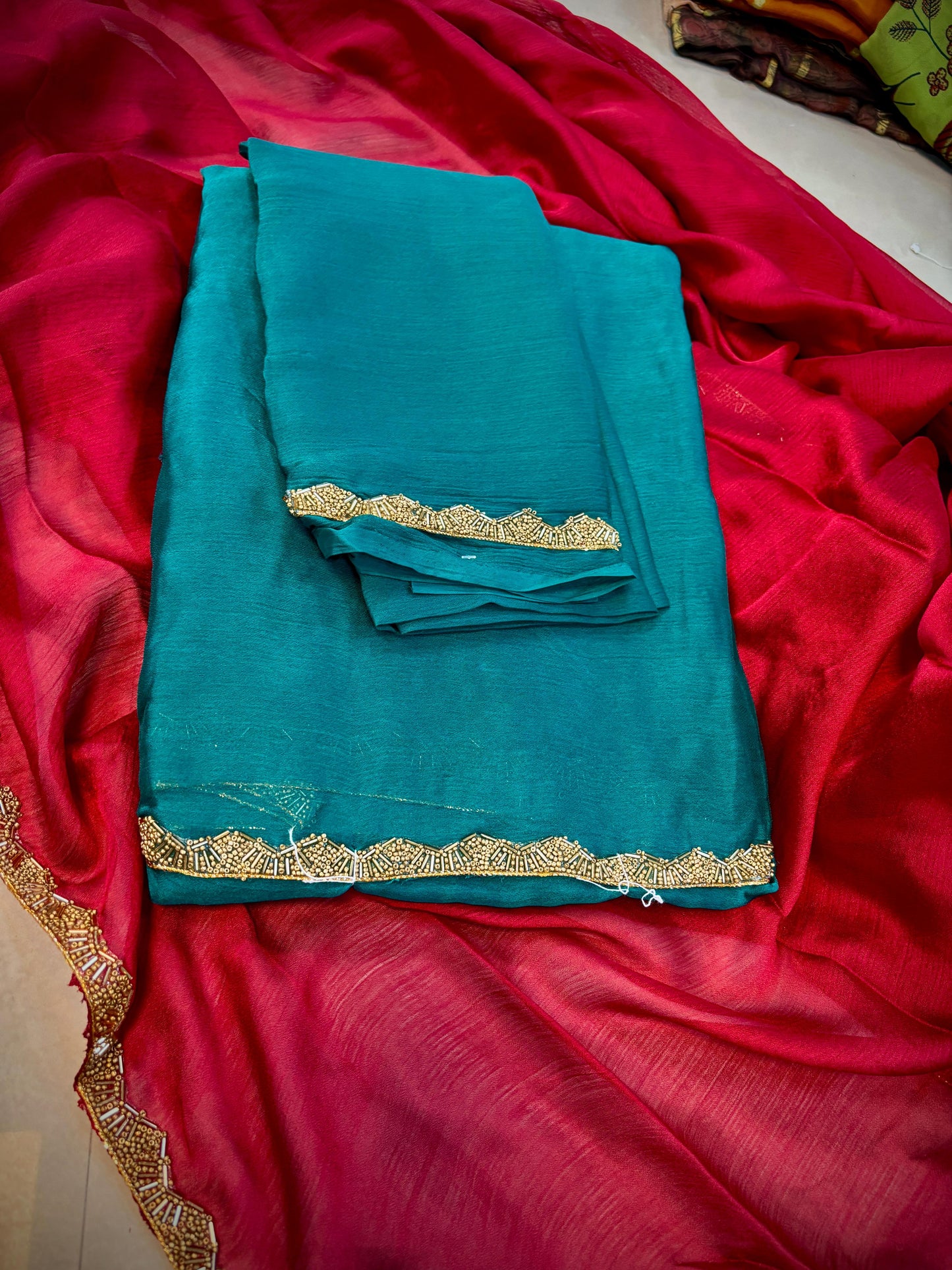 Blue Georgette Lace Borders