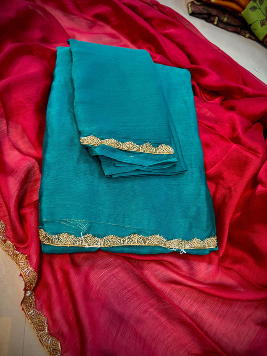 Blue Georgette Lace Borders