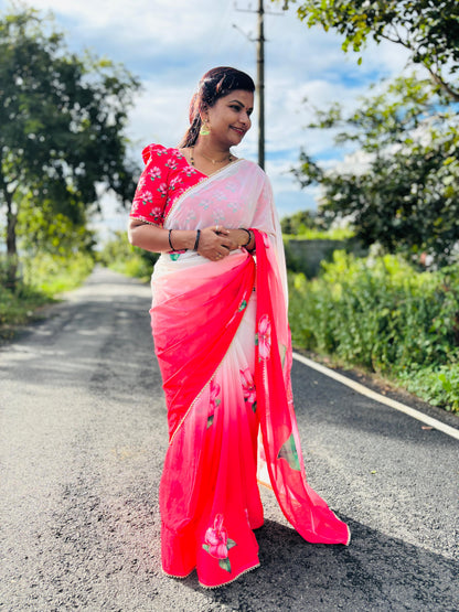 2D georgette with handwork