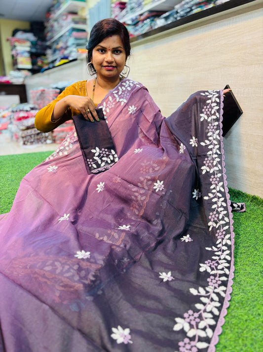 2D space silk with Embroidee cutwork