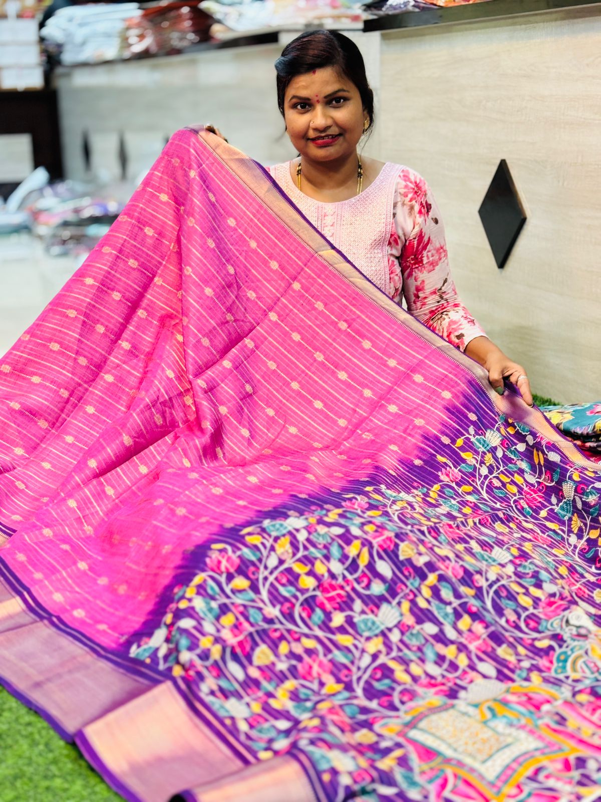 Baby pink Kanchi silk