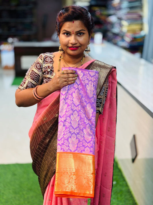 Lavender with red Kanchi sarees 13
