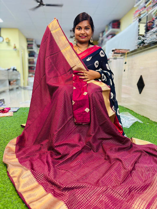 Vintage Mysore crepe checks