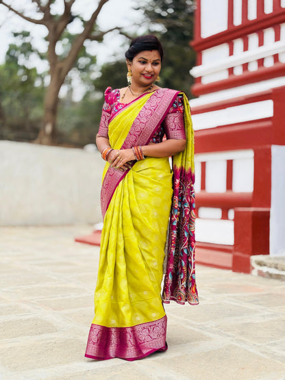 Parrot Green Moonga Kanchi silk