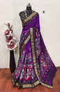 Mangalgiri Madhubani Pattu 
With contrast butti blouse 
And Kanchi weaving borders