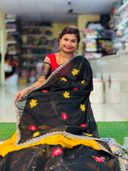 Black Georgette Mirror work