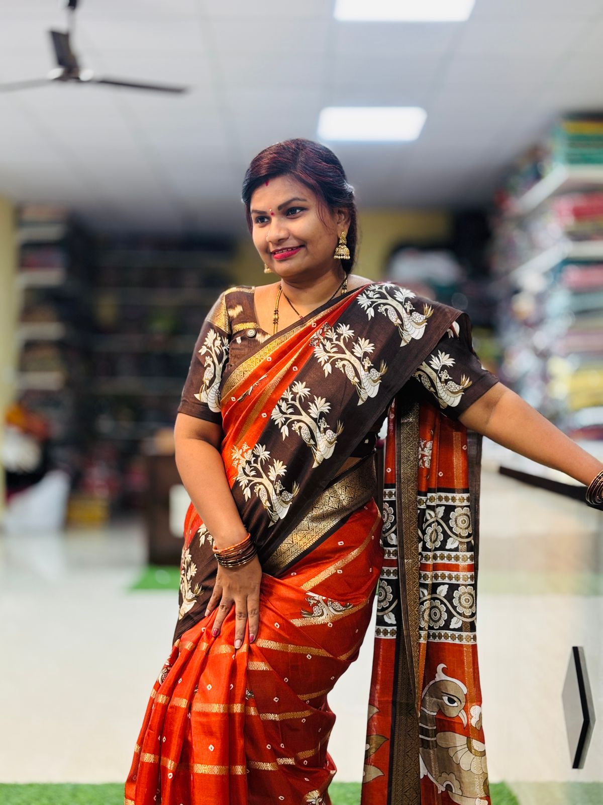 Uppada Rust Orange Saree