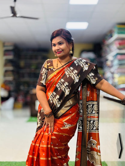 Uppada Rust Orange Saree