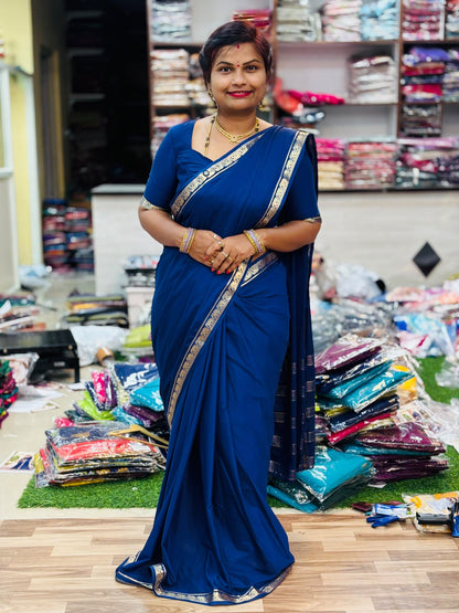 Elephant Semi Mysore Crepe Saree
