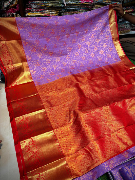 Lavender with red Kanchi sarees 5
