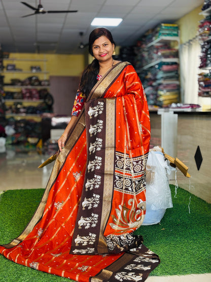 Uppada Rust Orange Saree