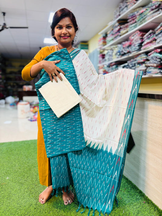 Ikkath dress materials 
Top-2.5mtr —44 panna
Bottom-2 mtr-49 panna
Duppatta-2.25 mtr