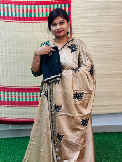 Rangoli georgette with floweral cutwork