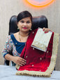 Space Silk Lace Border Saree - Maroon
