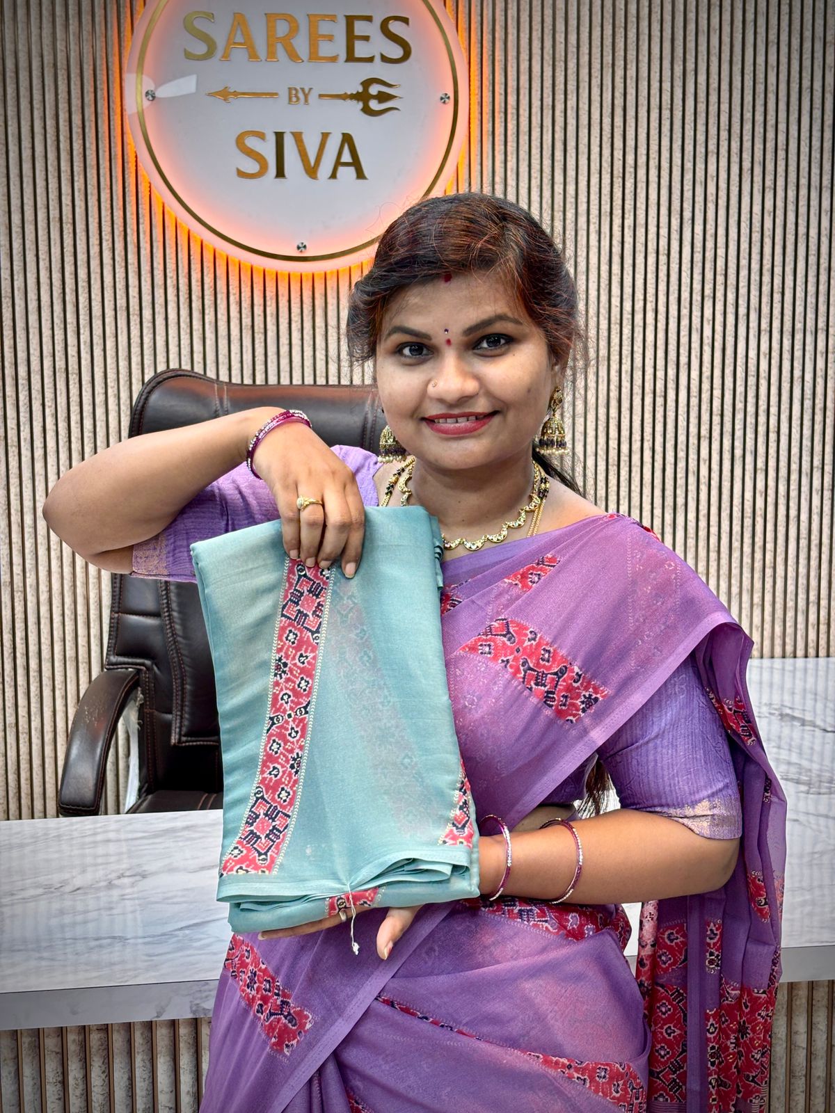 Chiffon Azrak Printed Saree