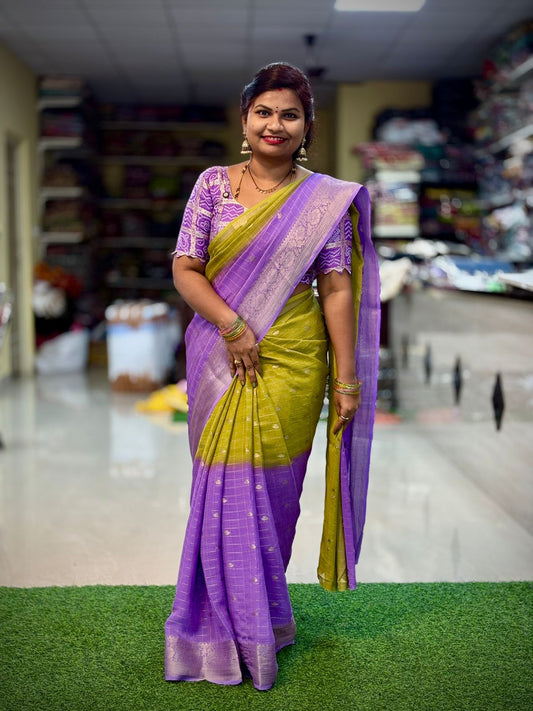 Lavender Chinnon Saree