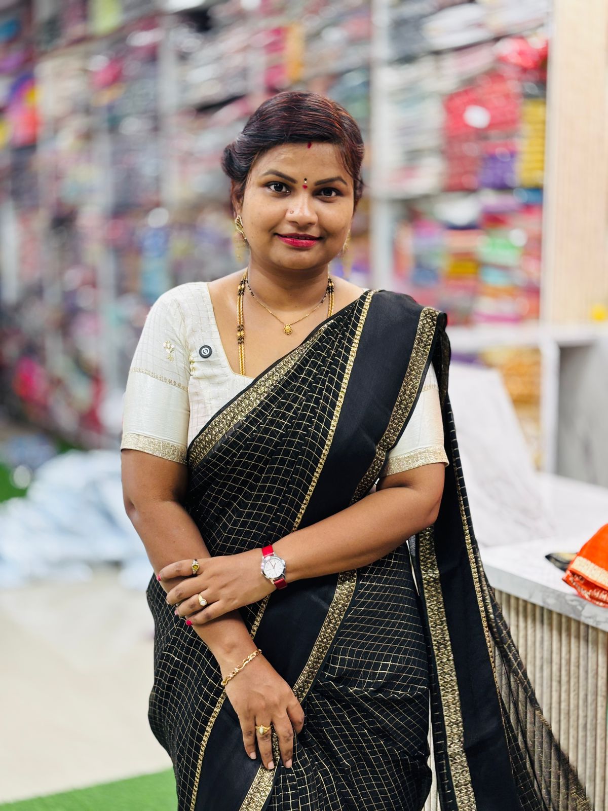 Premium viscous Georgette checks sarees