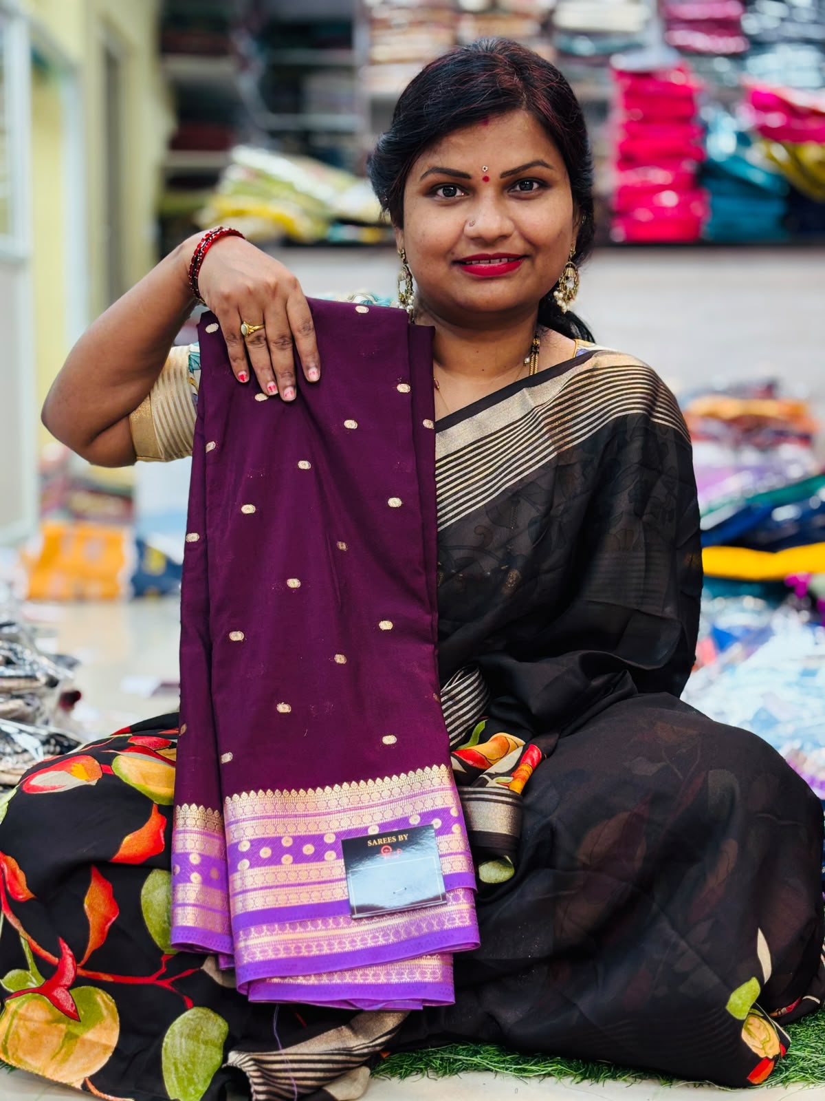 Semi Mysore crepe saree