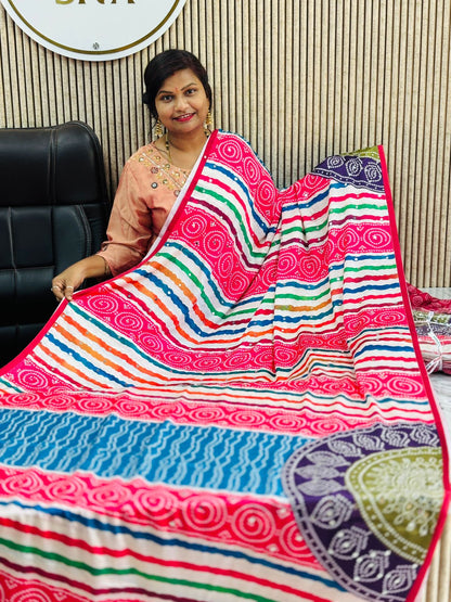 Crepe Bandini Real Mirror Saree