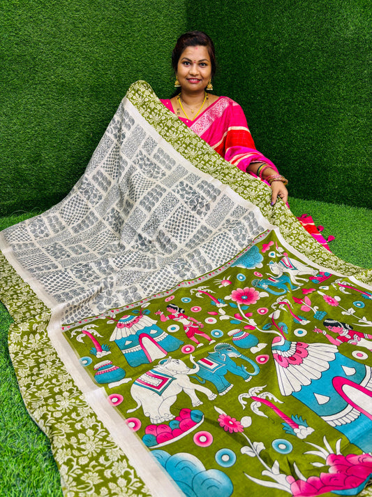 Madhubani kalamkari silk