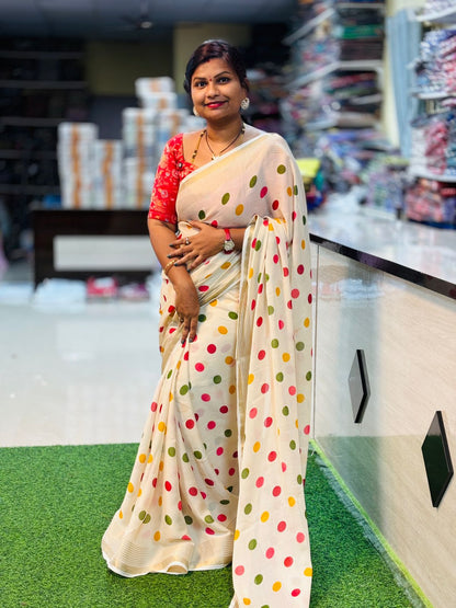 Retro Style Designer Chiffon Sarees