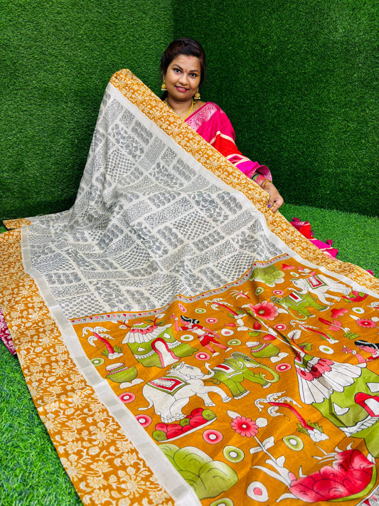 Madhubani kalamkari silk