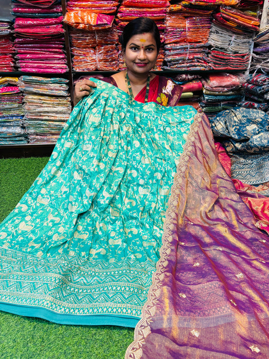 Banarasi lehangas with cutwork Duppata
