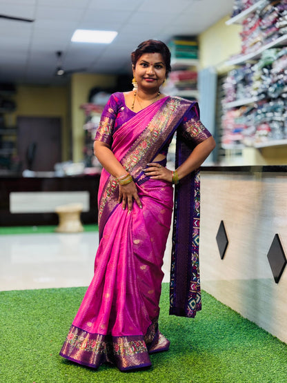 Baby Pink Moonga Kanchi silk