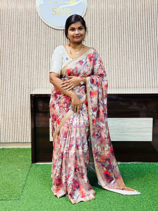Multi Crepe Digital Saree