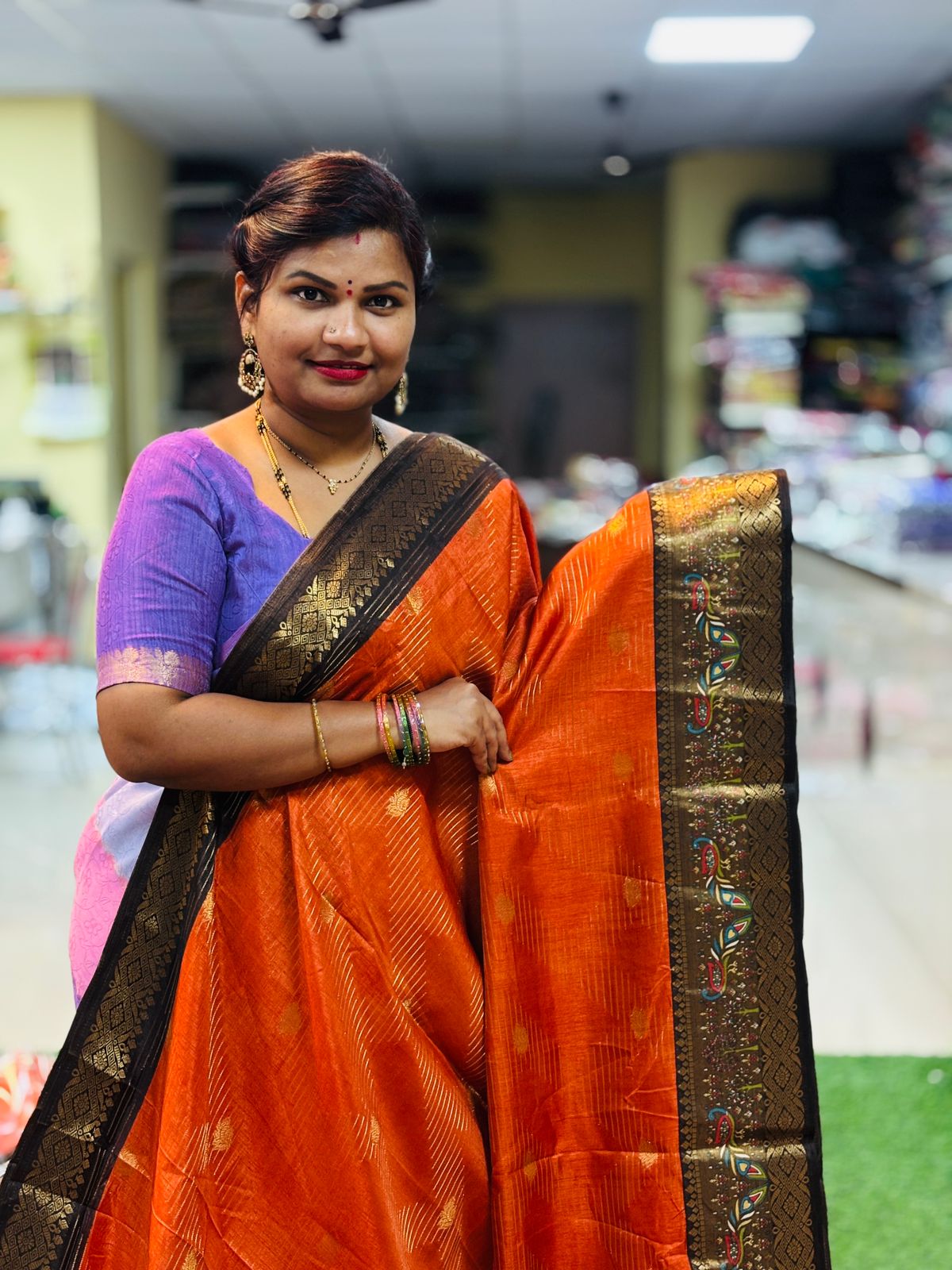 Rust Orange Kanchi silk