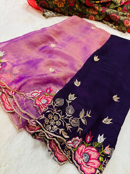 3D Floral Cutwork Sarees
