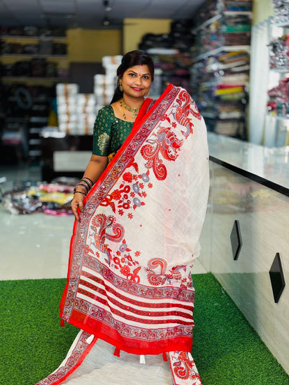 Premium Lenin Cotton Saree