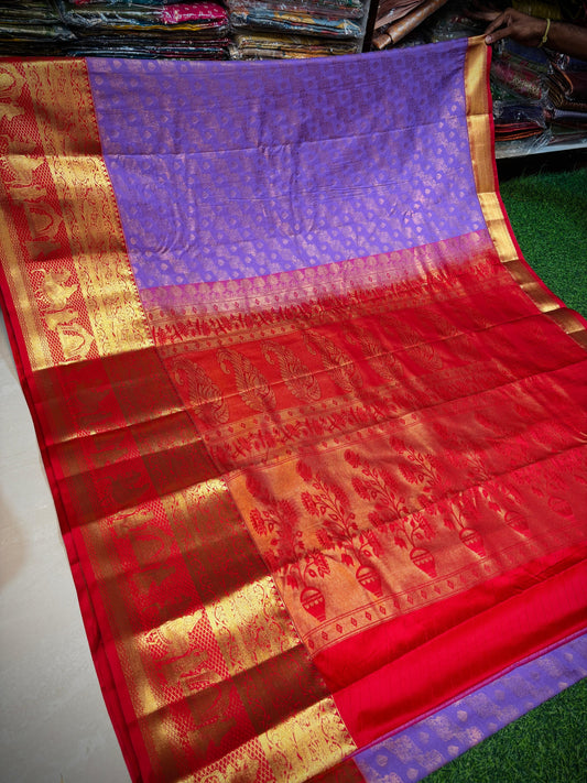 Lavender with red Kanchi sarees 18