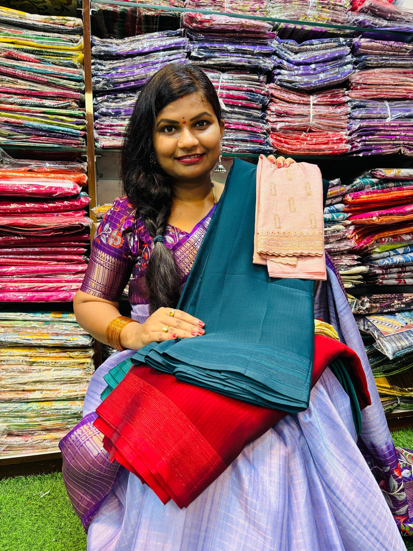 Trending chinnon with designer blouse concept