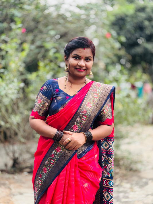 Pink Moonga Kanchi silk