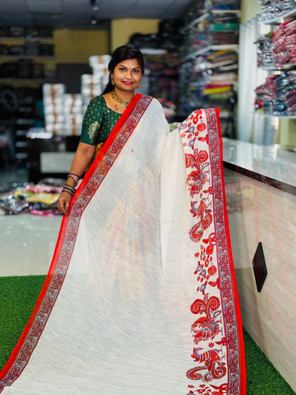 Premium Lenin Cotton Saree