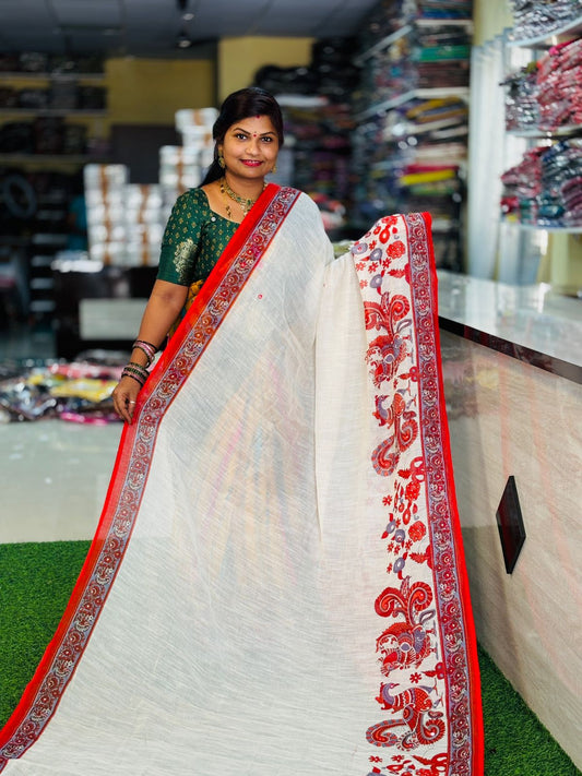 Premium Lenin Cotton Saree