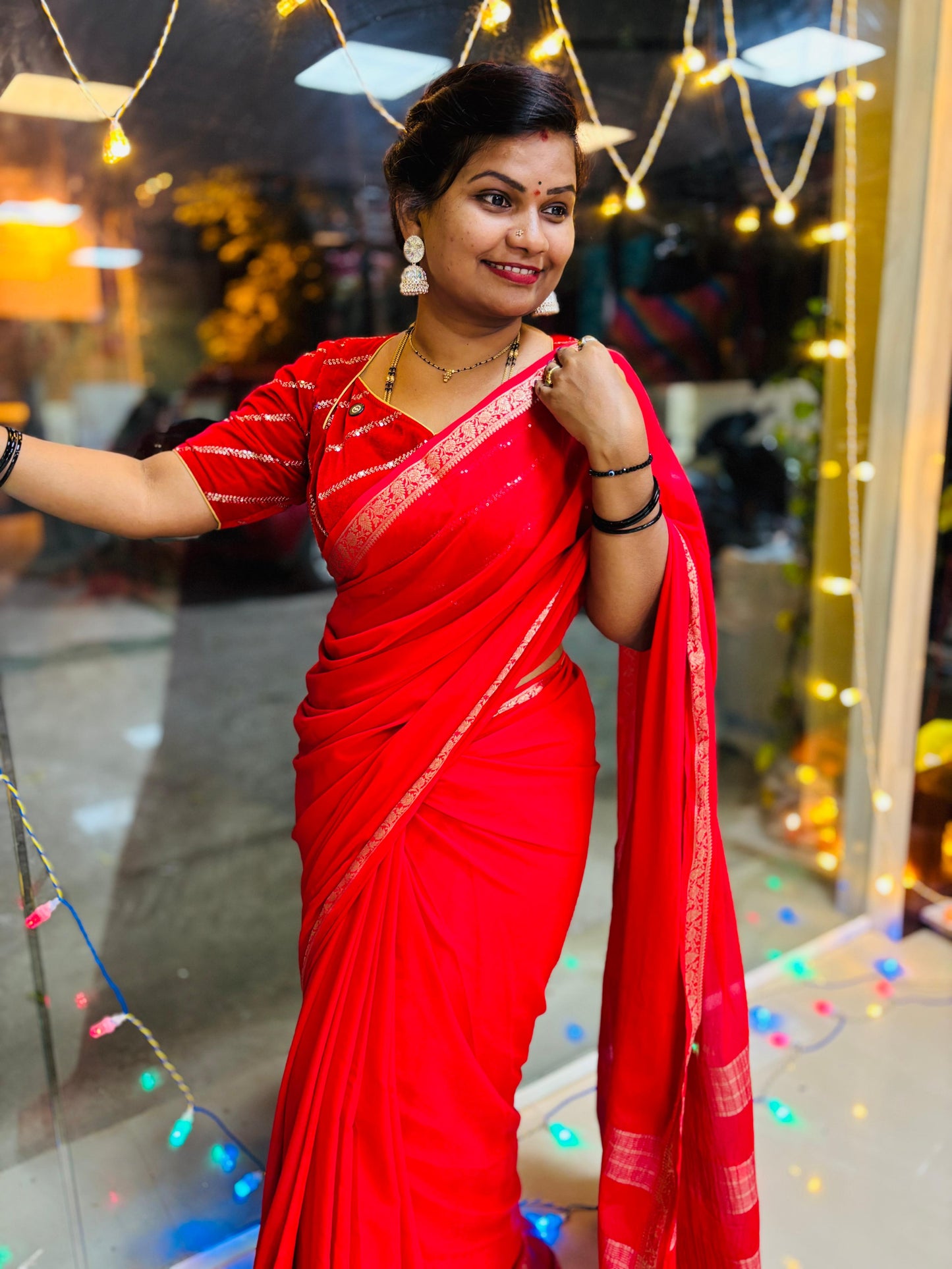 Premium chiffon crepe with small borders