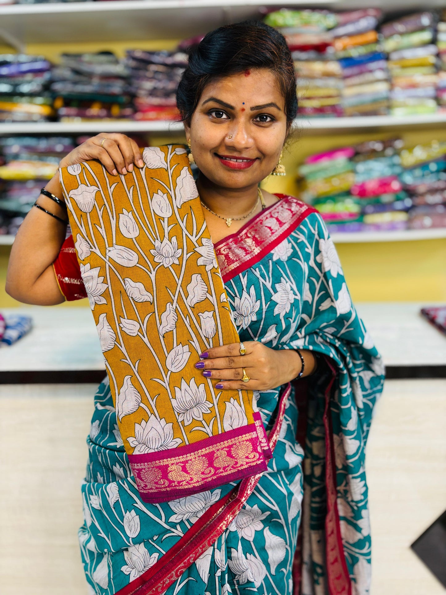 Maheswari silk with tulip designs