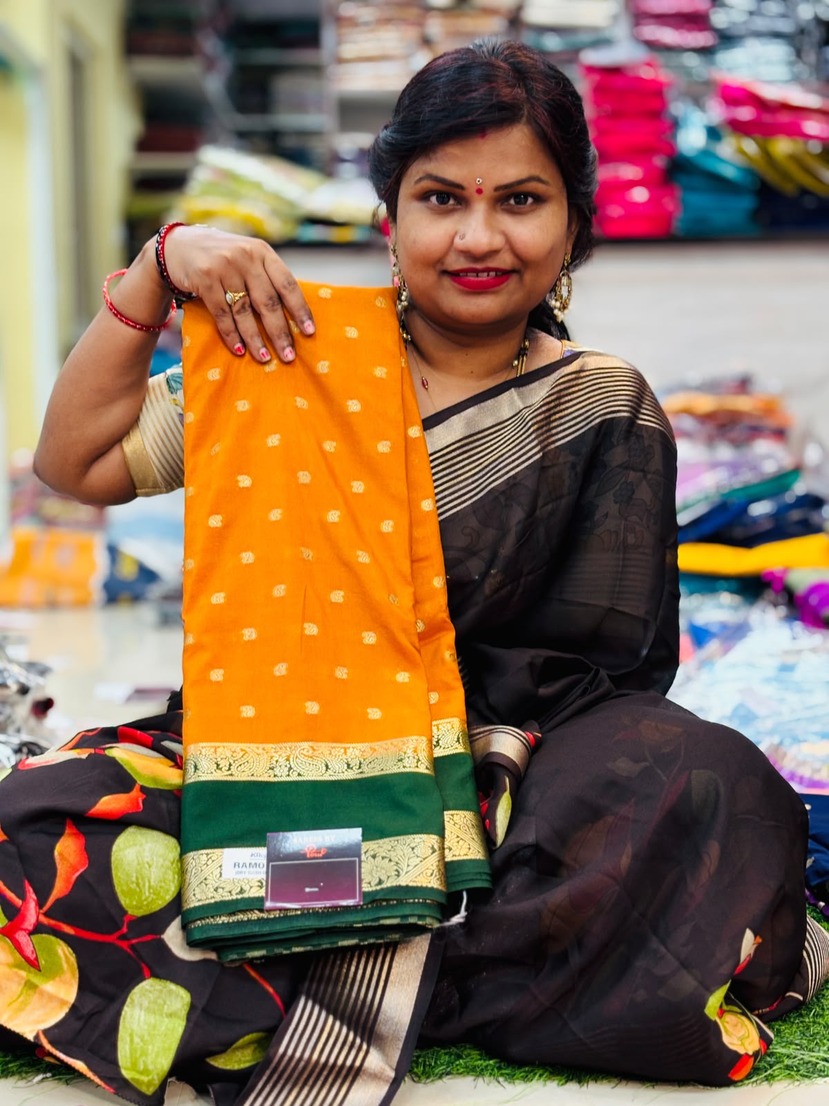 Semi Mysore crepe saree