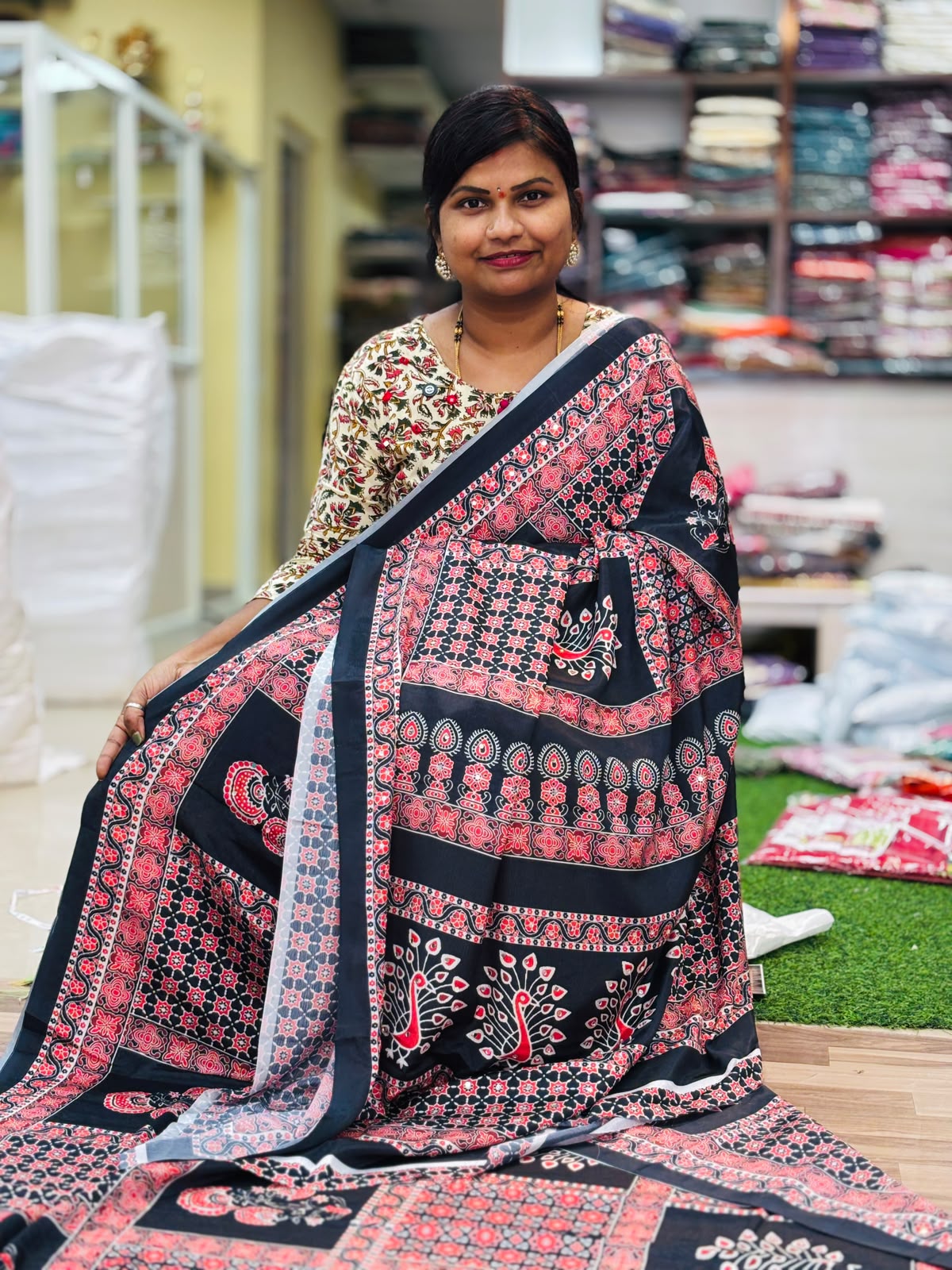 Azrak Satin Crepe Sarees