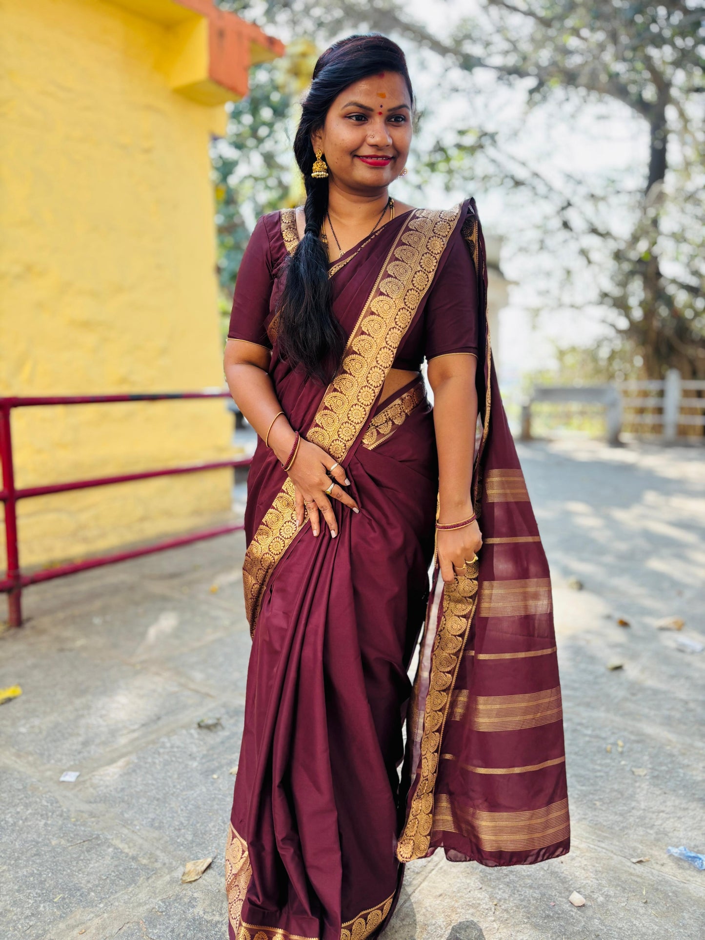 Semi Mysore crepe mango borders