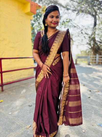 Semi Mysore crepe mango borders