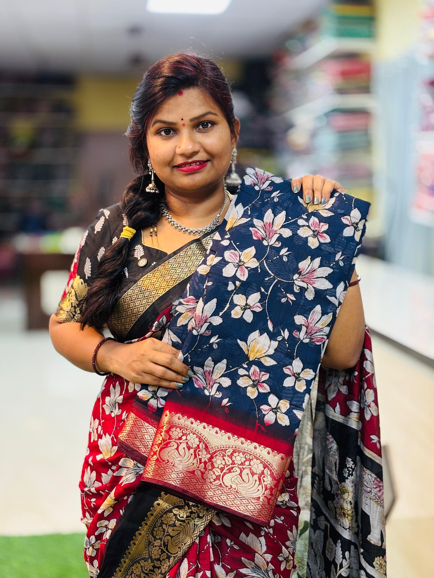 Premium Maheswari silk sarees with Kanchi peacock borders