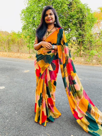 మల్టీ కలర్ జార్జెట్ 