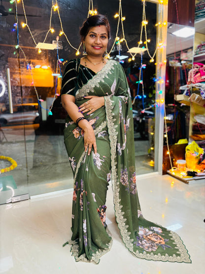 Premium georgette kardana work 
Cut work borders