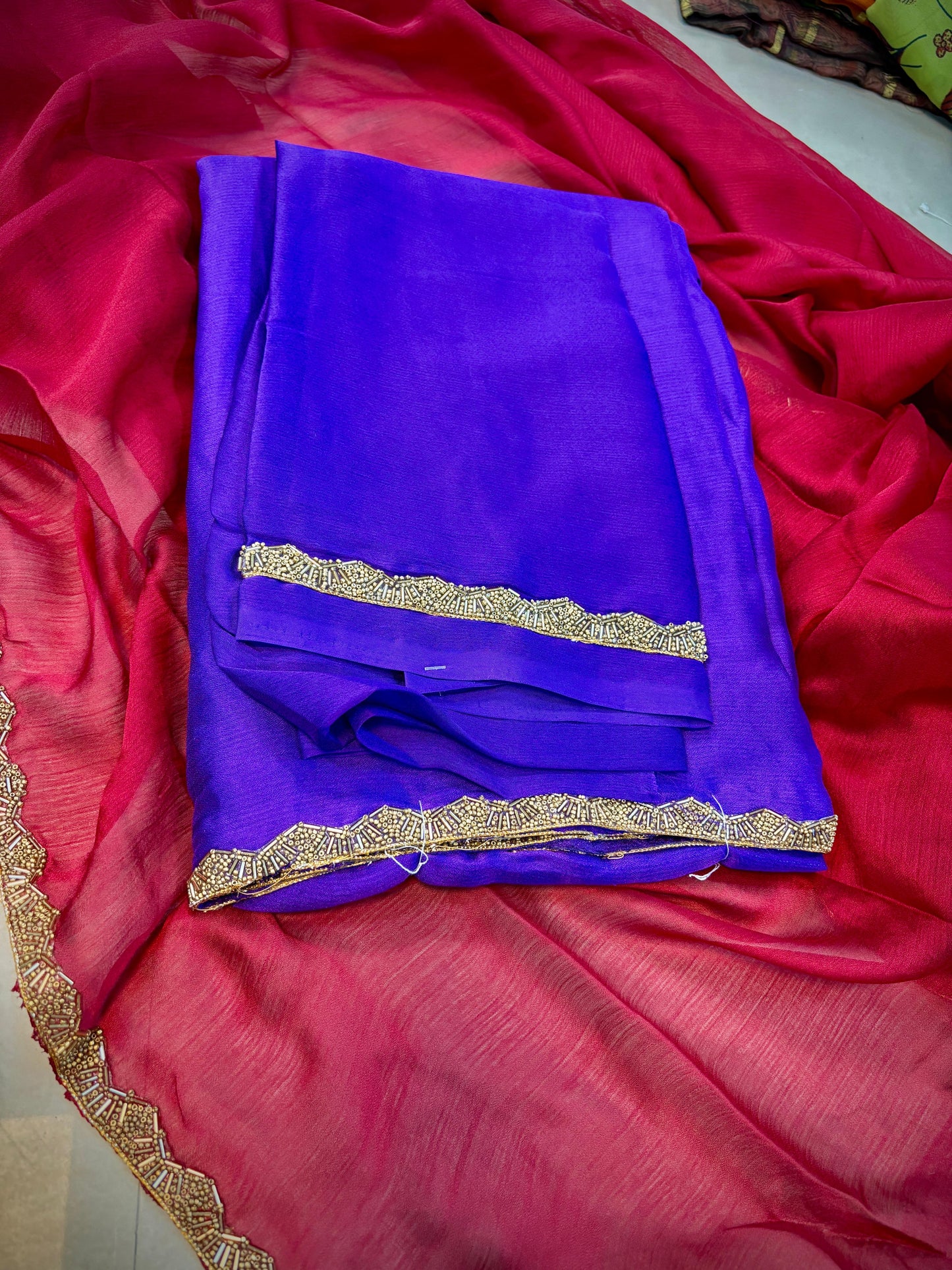 Royal blue Georgette Lace Borders